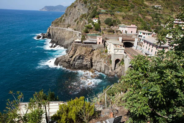 Gyönyörű tengerpart Cinque Terre, Liguria, Olaszország — Stock Fotó
