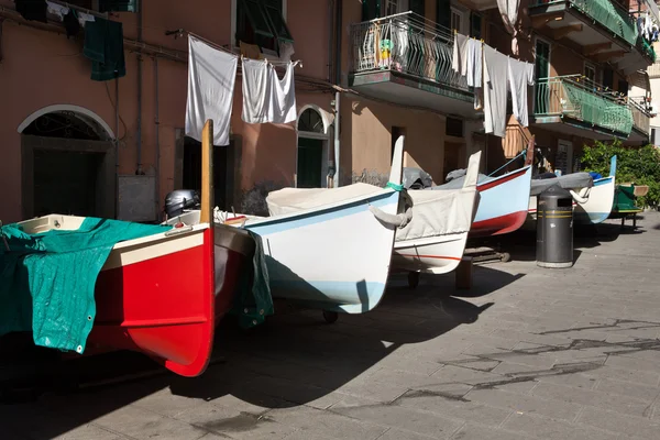 Fiskebåtarna i cinque terre Italien — Stockfoto
