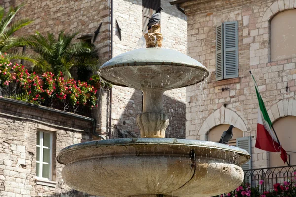 Assisi fontána na hlavním náměstí — Stock fotografie