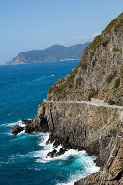 Cinque Terre, Liguria, İtalya 'da Güzel Kıyı Çizgisi