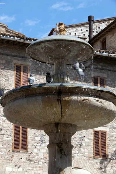 Assisi fontána na hlavním náměstí — Stock fotografie