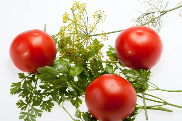 Laat peterselie, tomaten en dille — Stockfoto