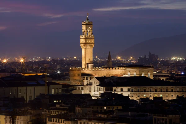 stock image Florence, Night view of Palazzo Vecchio from Piazzale Michelangelo