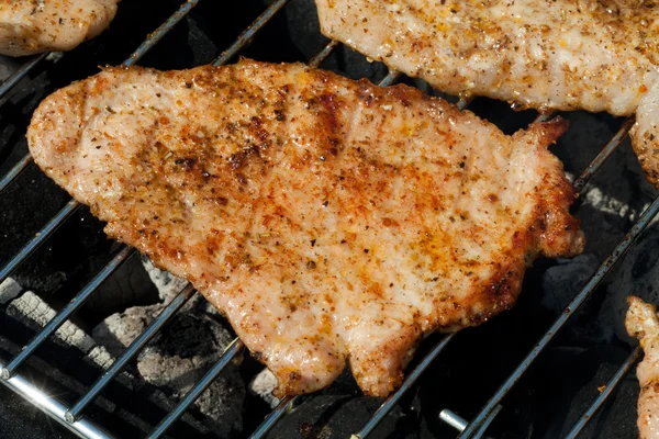 stock image Barbecue with delicious grilled meat on grill