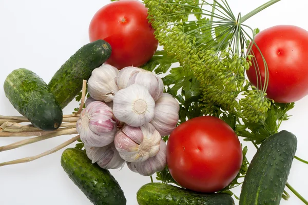 흰 배경에 있는 신선 한 채소들 — 스톡 사진