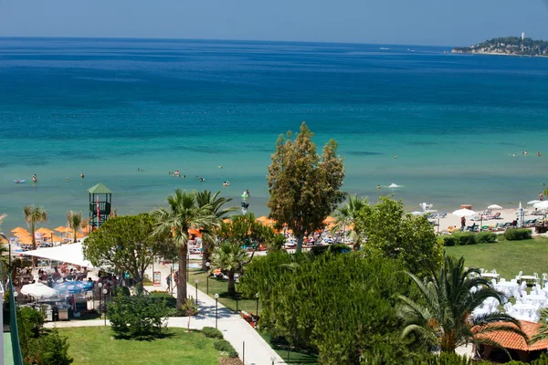 Wybrzeże Morza Egejskiego - recreaiton obszaru i plaży — Zdjęcie stockowe