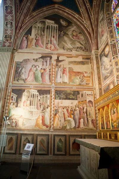 Florence - Santa Croce: Frescoes in the Baroncelli Chapel — Stock Photo, Image
