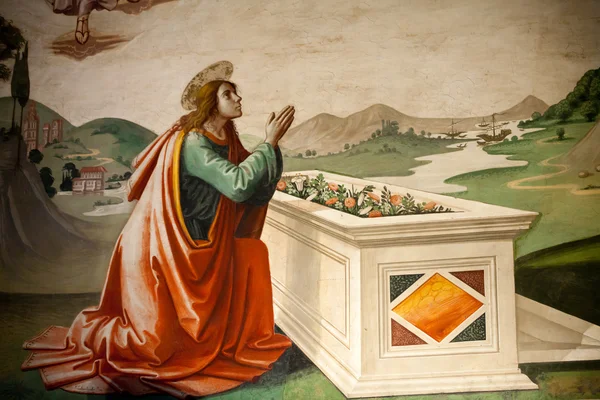 Firenze Santa Croce: freskomalerier i Baroncelli kapellet - Stock-foto