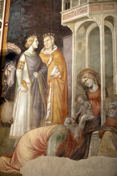 Baroncelli 礼拝堂 - フィレンツェのサンタ ・ クローチェ: フレスコ画 — ストック写真