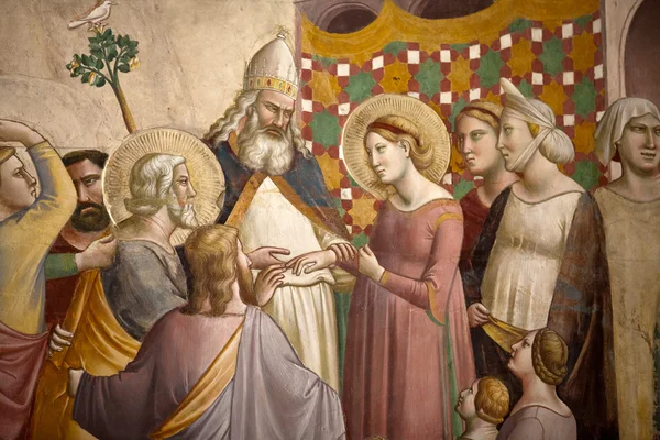 Florencia - Santa Croce: Frescos en la Capilla de Baroncelli —  Fotos de Stock