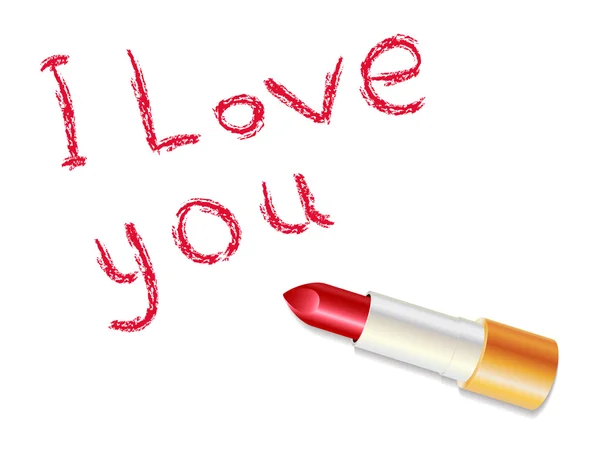 Rouge à lèvres et je t'aime — Image vectorielle