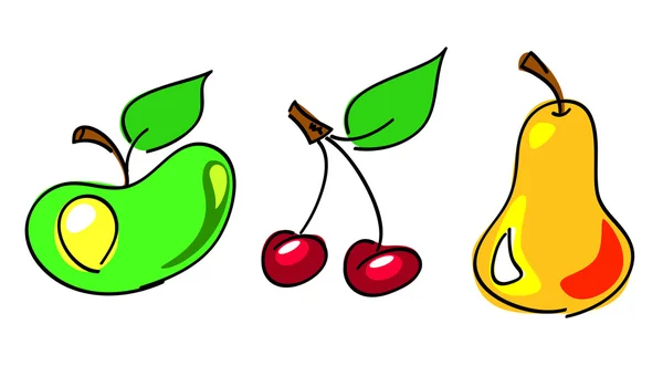 Apple, cherry, pear — Stock Vector