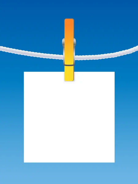 Blank paper on a clothes line — Stock Vector