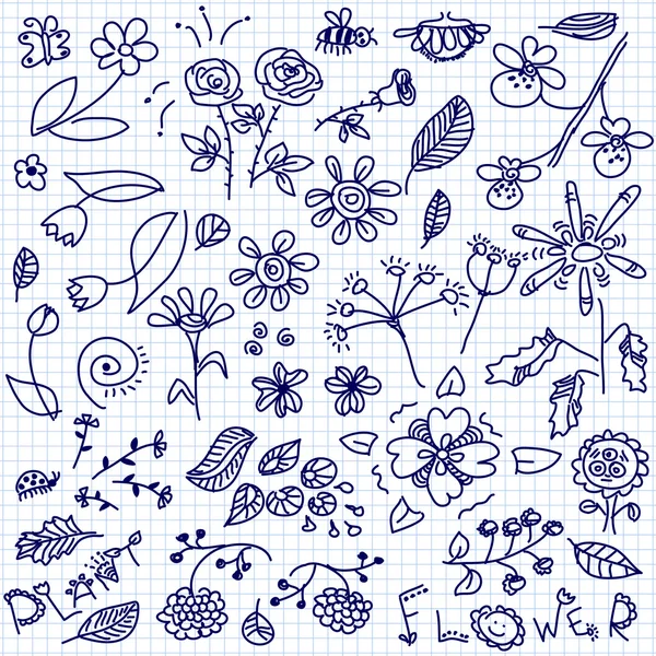 Doodle λουλούδια — Διανυσματικό Αρχείο