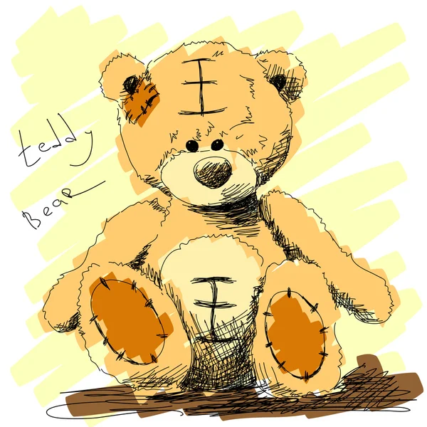 泰迪熊涂鸦 — 图库矢量图片