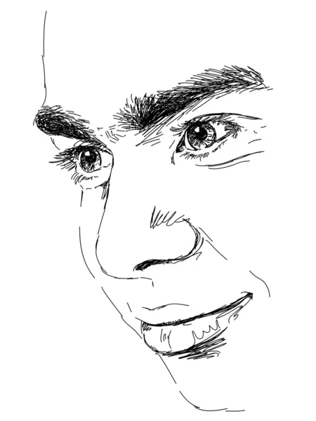 Hand-drawn mans face. — Stock Vector