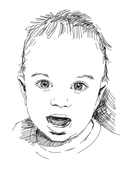 手描きの赤ちゃんの肖像画 — ストックベクタ