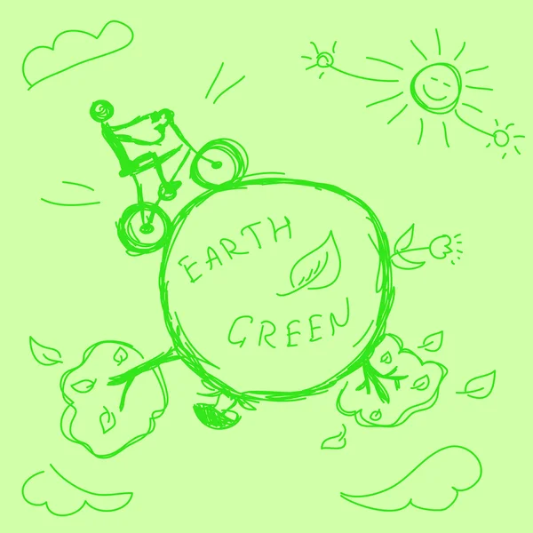 Tierra verde dibujada a mano — Archivo Imágenes Vectoriales