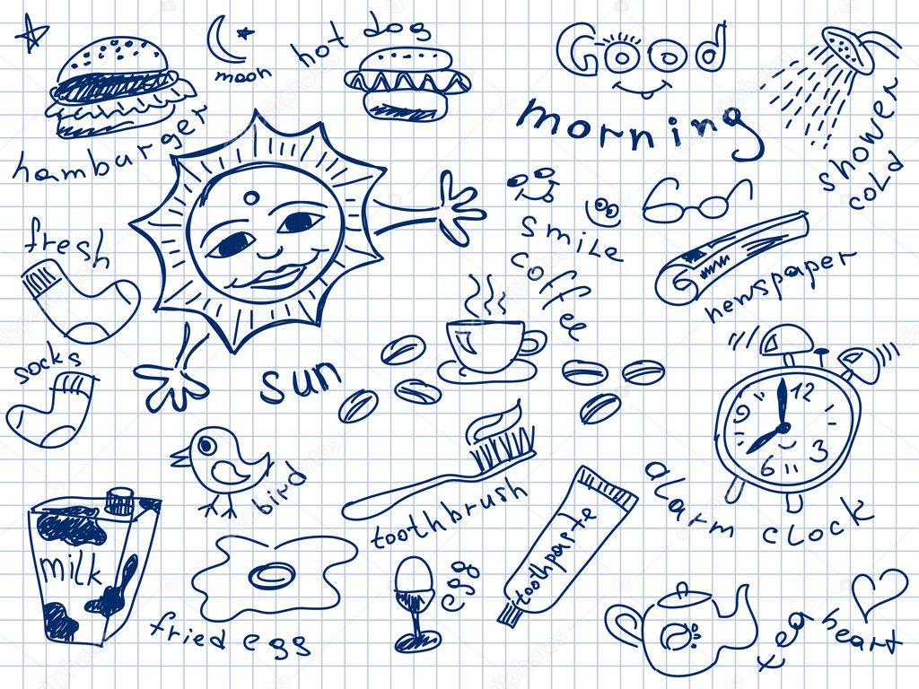 Set of morning doodles.