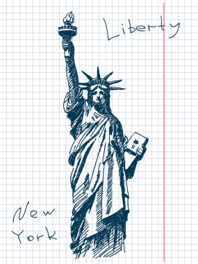 Hand drawn statue of liberty in New York clipart