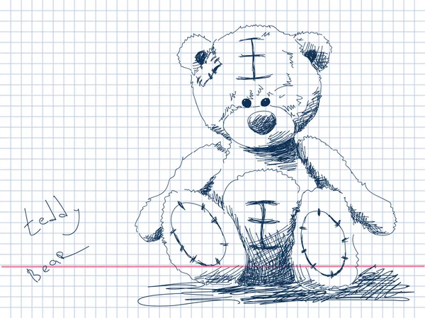 Teddy bear doodle Vector — Stock Vector