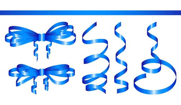 Set of blue holiday ribbon — Stock Vector