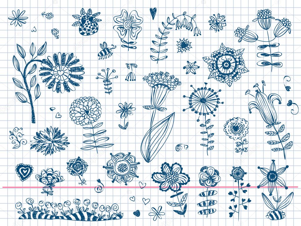 Hand drawn flowers Vector