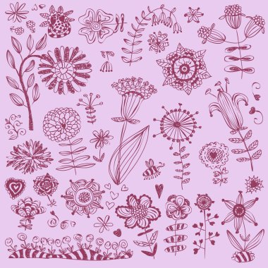 Hand drawn flowers Vector clipart