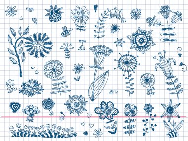 Hand drawn flowers Vector clipart