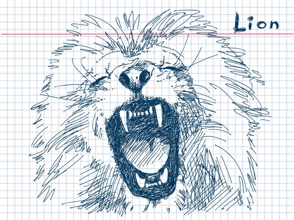 手画的狮子矢量 — 图库矢量图片