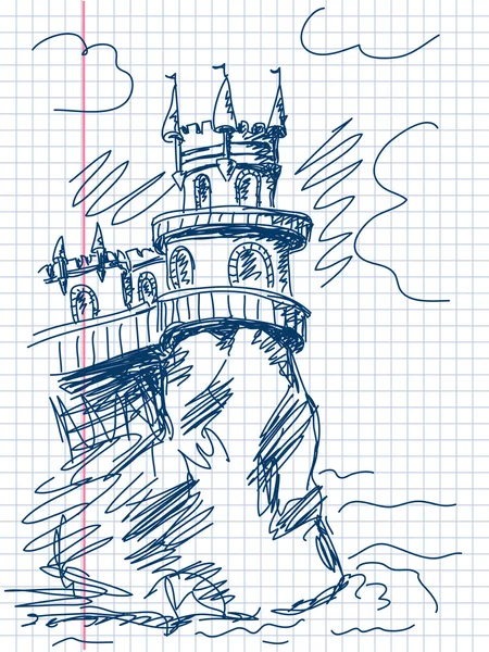 Castelo doodle vector —  Vetores de Stock