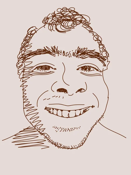 Mano dibujada sonriente hombre Vector — Vector de stock