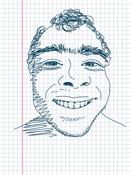 Hand gezeichnet lächelnder Mann Vektor — Stockvektor