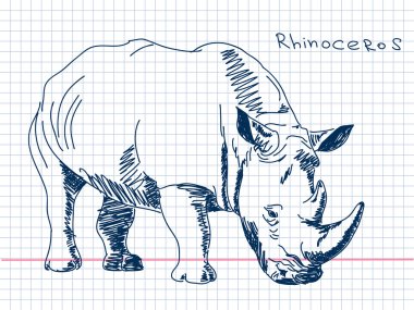 Hand drawn rhinoceros Vector clipart