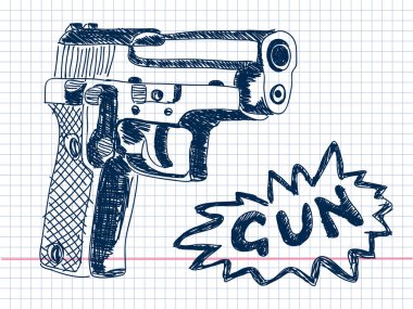 Hand drawn gun Vector clipart