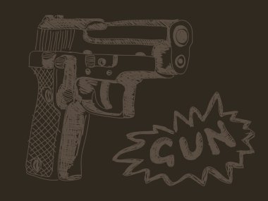 Hand drawn gun Vector clipart