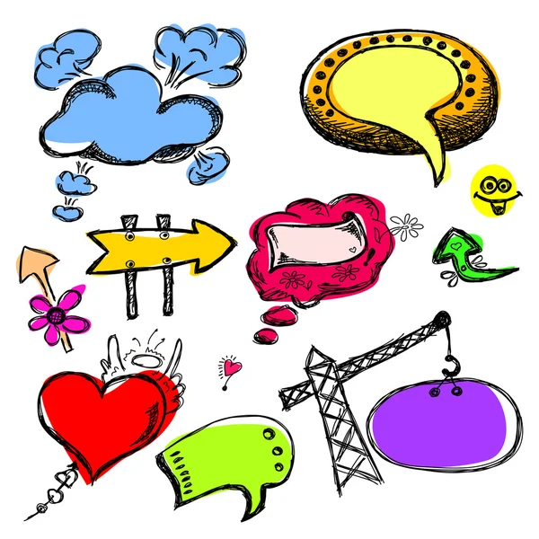 Hand Drawn Speech And Thought Bubbles — Stock Vector