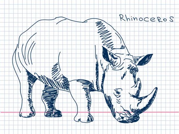 Вектор носорога ручной работы — стоковый вектор