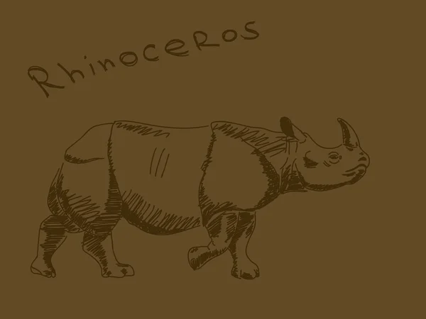 Rinoceronte Vector desenhado à mão — Vetor de Stock