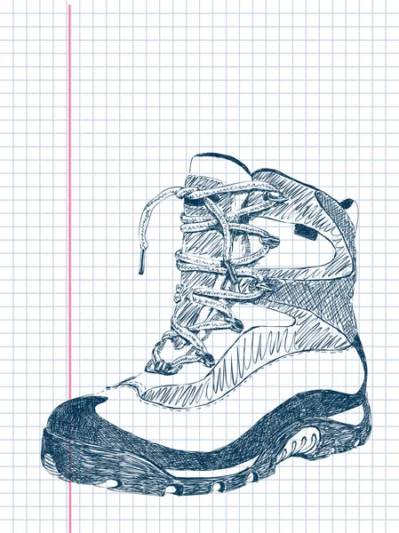Mano dibujado doodle senderismo vector de arranque — Vector de stock