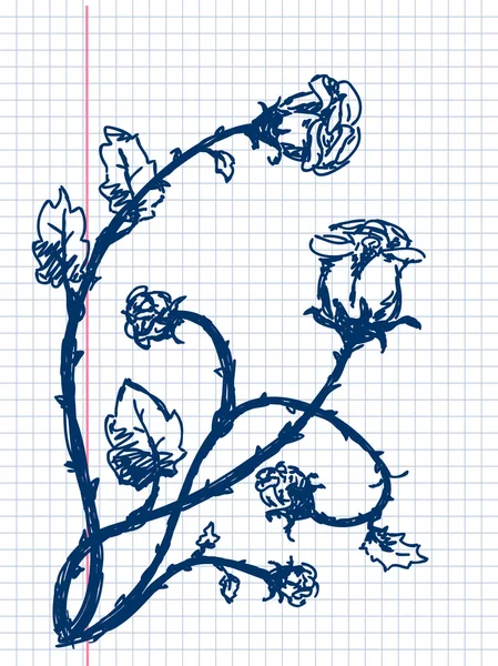 Flor dibujada a mano Vector — Archivo Imágenes Vectoriales