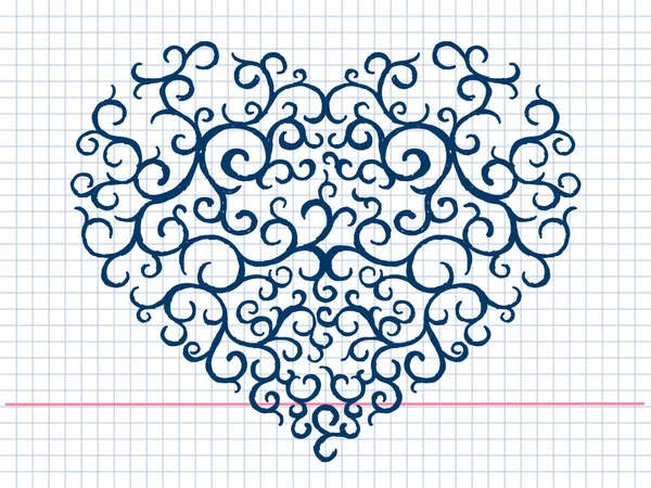 Modèle de coeur dessiné à la main — Image vectorielle