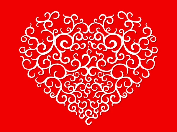 Modèle de coeur dessiné à la main sur rouge — Image vectorielle