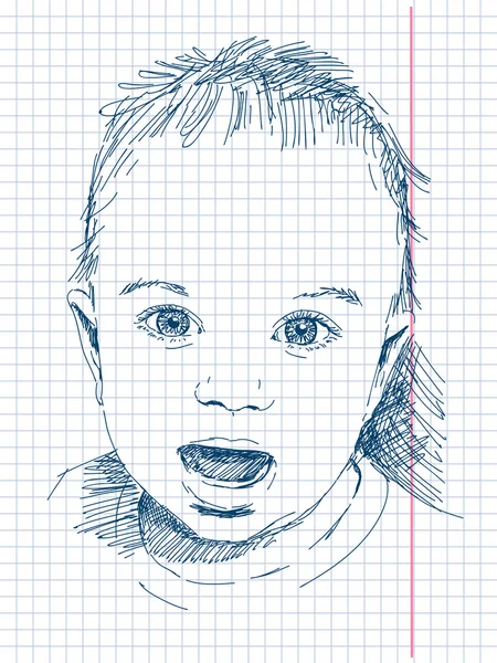 Visage bébé dessiné à la main — Image vectorielle