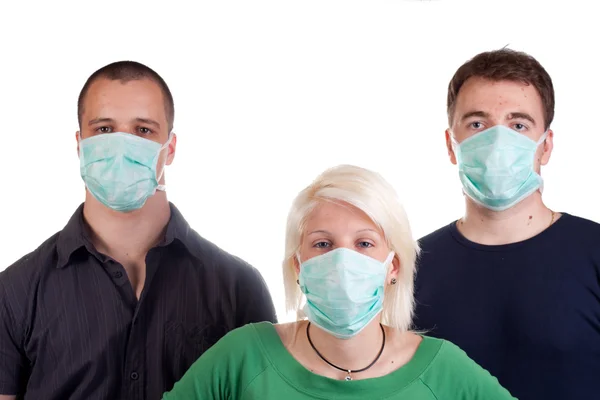 stock image Young wearing flu masks