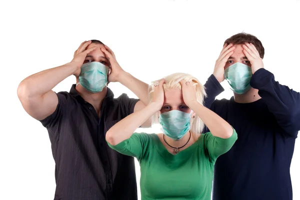 stock image Young wearing flu masks