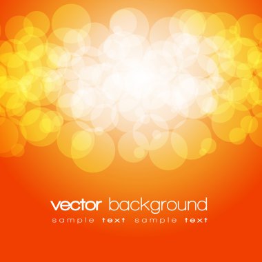 Glittering orange lights background with text - vector clipart