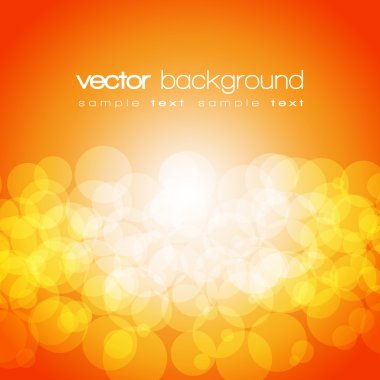 Glittering orange lights background with text - vector clipart