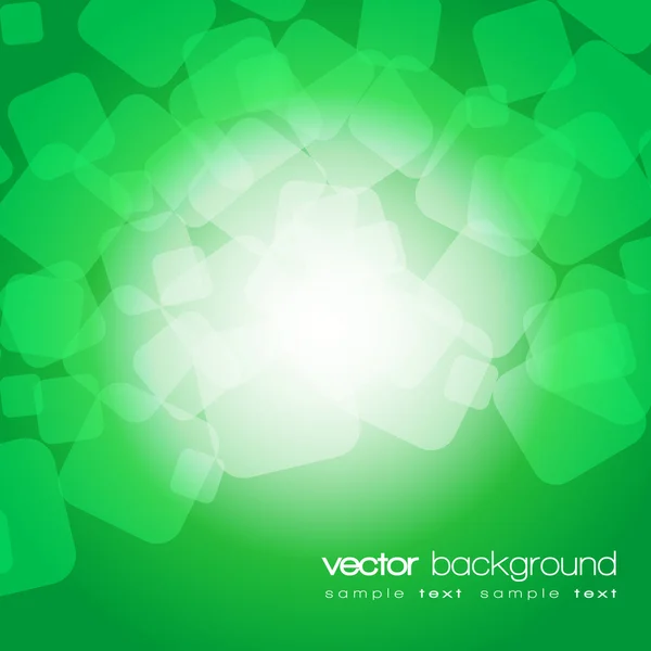 Glittrande grön ljus bakgrund med text - vektor — Stock vektor