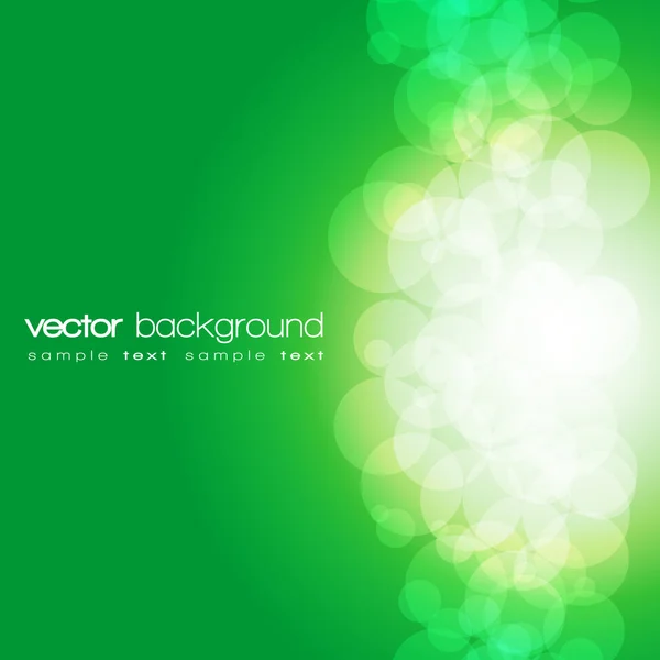 Glinsterende groene lichten achtergrond met tekst - vector — Stockvector